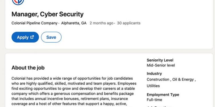 tough-job-to-fill?-colonial-pipeline-cyber-manager-job-goes-vacant