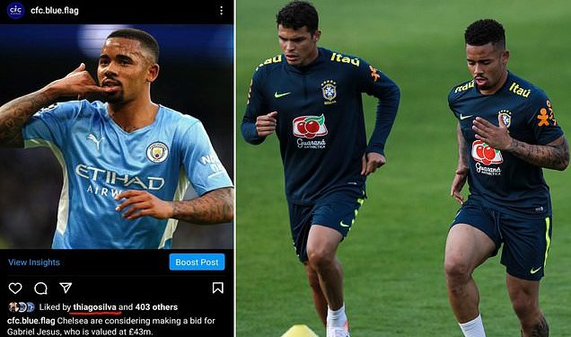 chelsea-defender-silva-likes-instagram-post-linking-gabriel-jesus-to-stamford-bridge-–-daily-mail