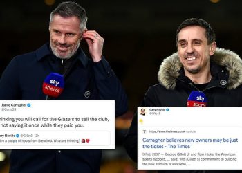 gary-neville-and-jamie-carragher-engage-in-twitter-jousting-ahead-of-manchester-united-…