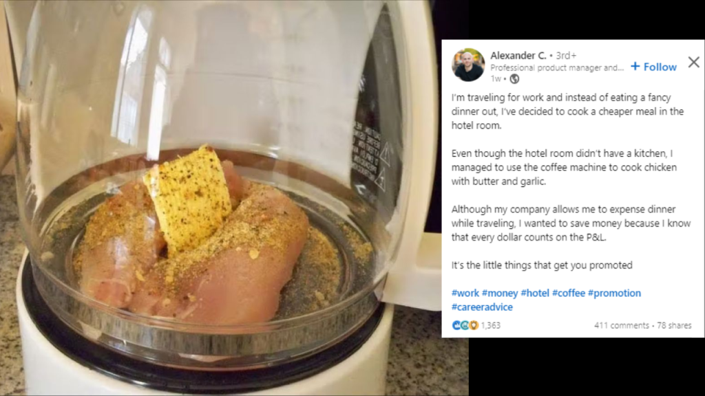 man-shares-whole-story-behind-cooking-chicken-in-hotel's-coffee-machine-to-save-money
