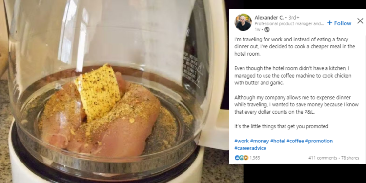 man-shares-whole-story-behind-cooking-chicken-in-hotel's-coffee-machine-to-save-money