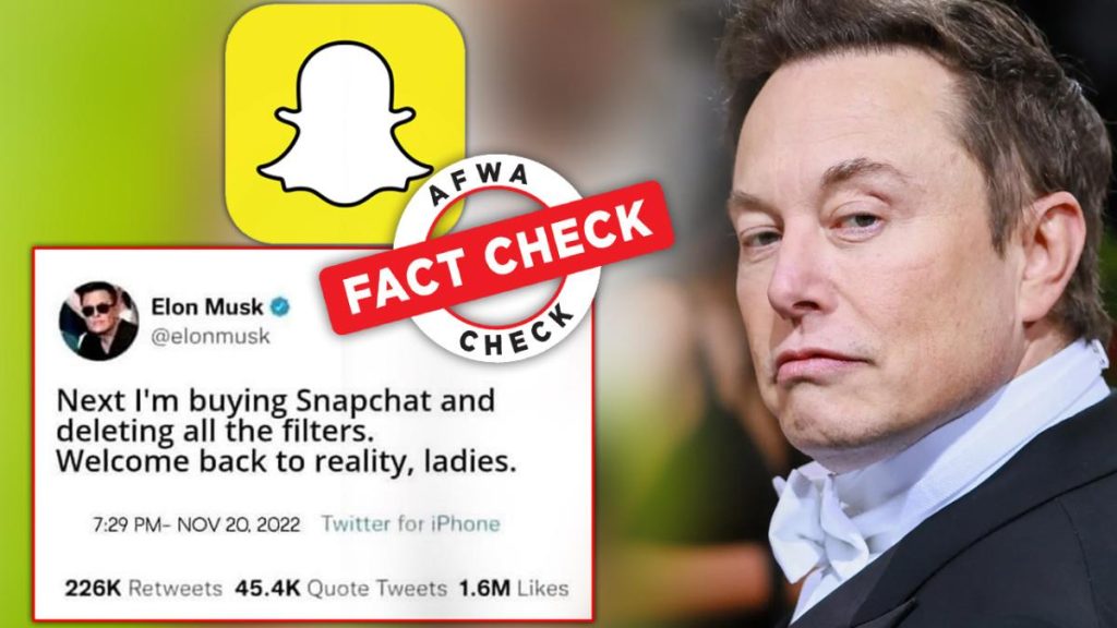 fact-check:-musk-has-not-announced-plans-to-buy-snapchat,-viral-screenshot-is-fake