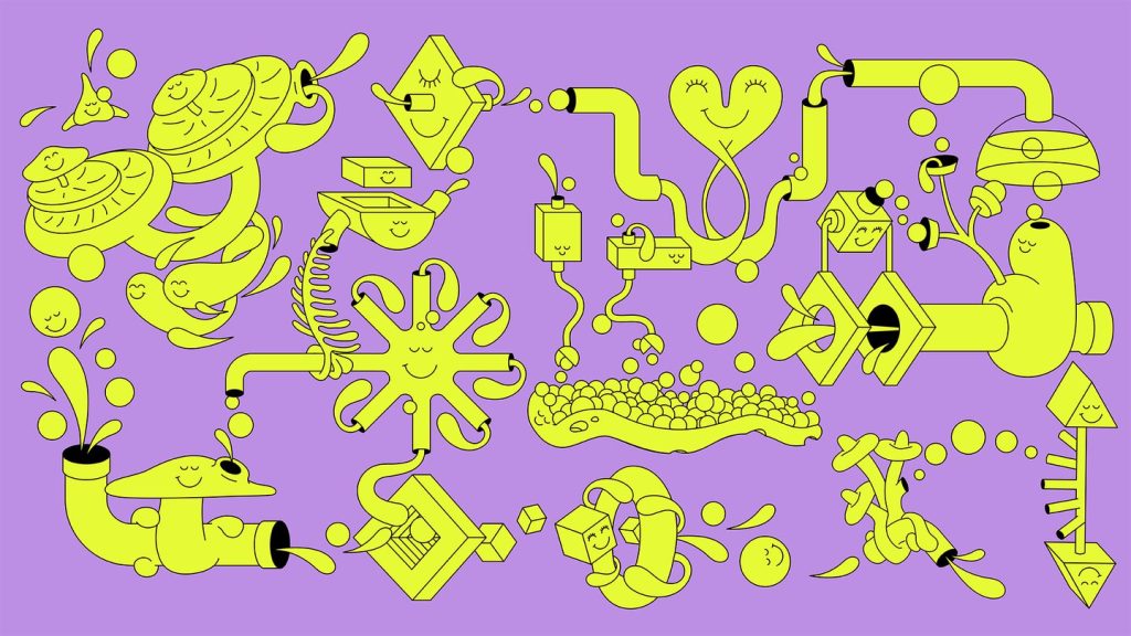 dad-agency-turns-to-fun,-flowy-aesthetics-to-illustrate-techy-concepts-for-web3-brand-squid