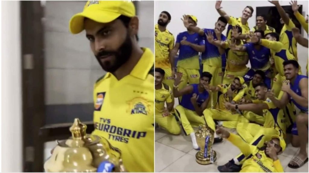 watch:-csk-players-recreate-viral-instagram-reel-after-jadeja-brings-ipl-trophy-|-cricket