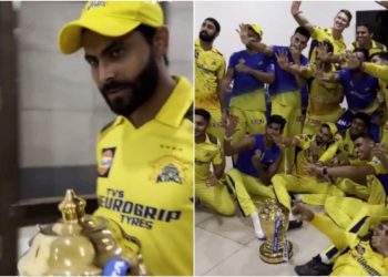 watch:-csk-players-recreate-viral-instagram-reel-after-jadeja-brings-ipl-trophy-|-cricket