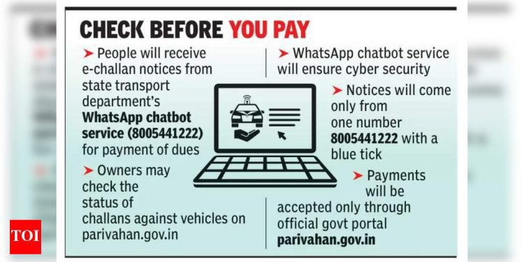 transport-dept-to-send-e-challan-notices-via-whatsapp-chatbot-–-the-times-of-india