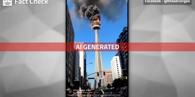 facebook-video-showing-cn-tower-on-fire-should-have-ai-generated-content-label,-experts-say