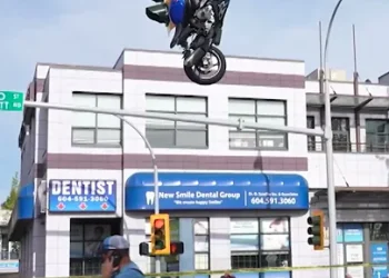 ‘how-is-that-even-possible?’:-crash-leaves-motorbike-dangling-–-youtube